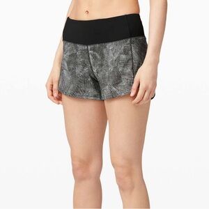 RARE Lululemon Velocity Mesh Island Mist Black 4” speed up shorts size 4 long